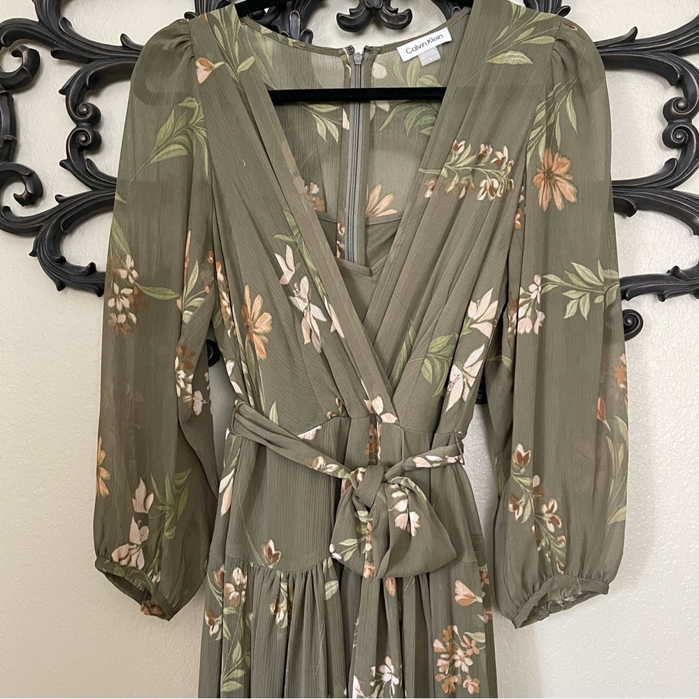 CALVIN KLEIN Women’s Balloon Sleeve Floral Maxi Dress Size 8 - Picture 4 of 15